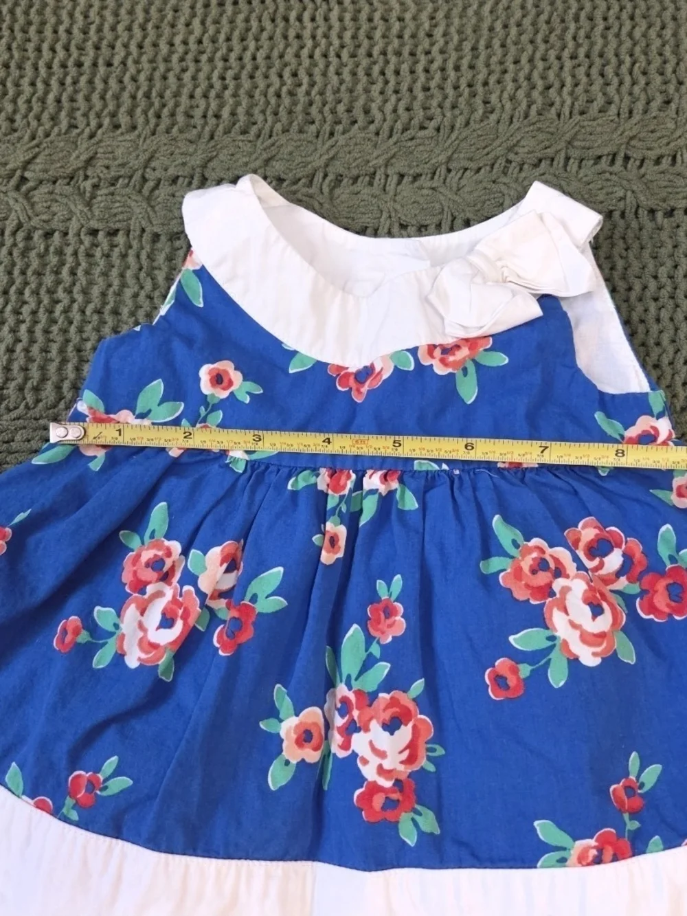Gymboree Baby Dress Ruffles Floral Blue White Bow Sleeveless Top